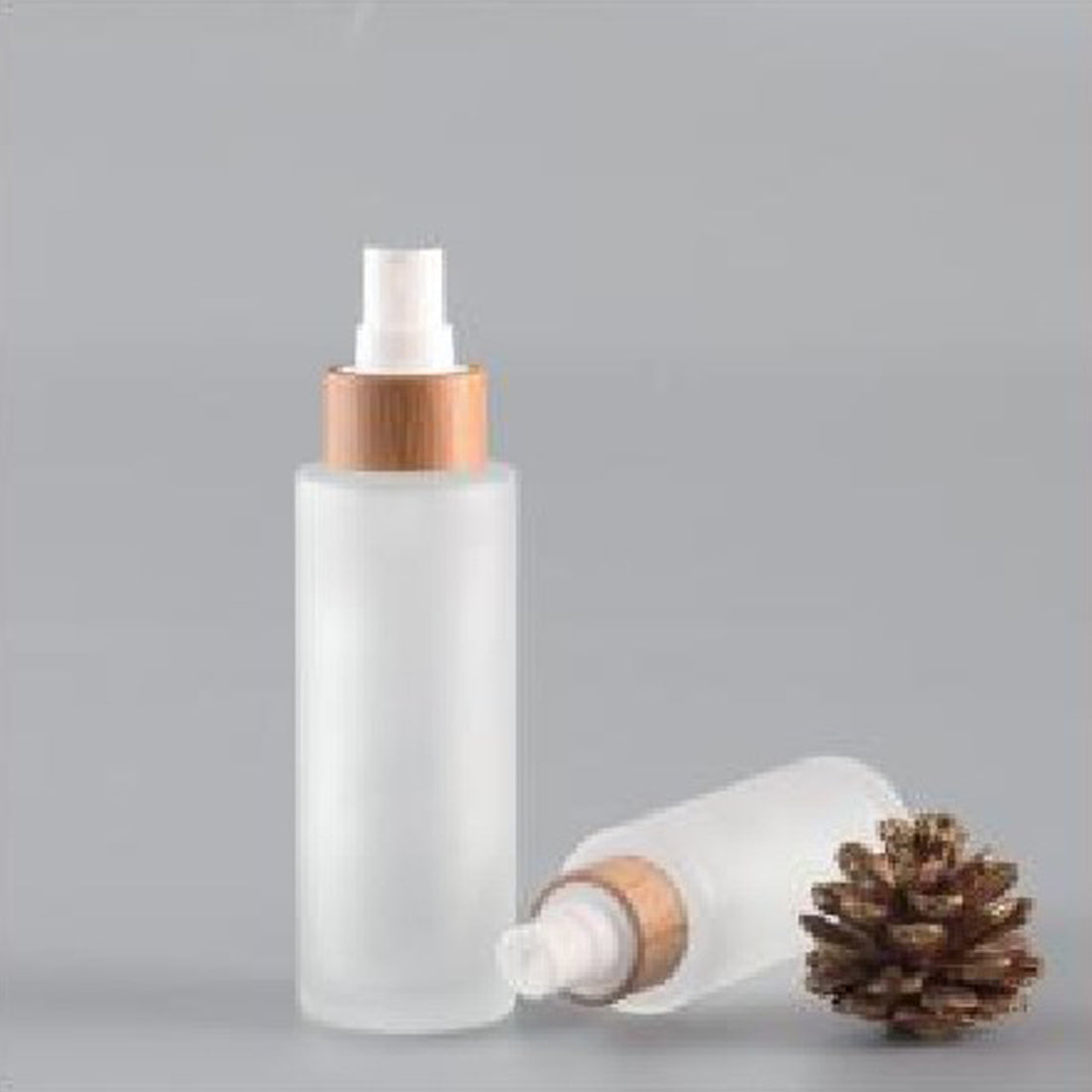 Glass Lotion Bottle With Bamboo Spray  Pump